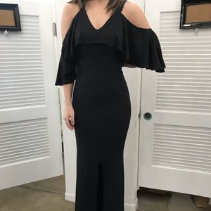Off the shoulders black gown
